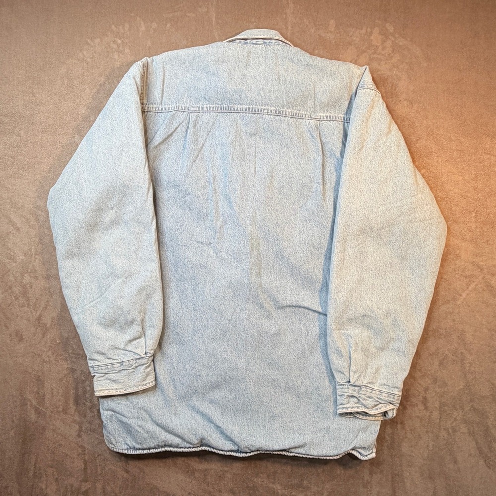Wolverine Shirt Jacket Sz S Mens Light Wash Denim Plaid Fleece Lined Shacket - Picture 2 of 10